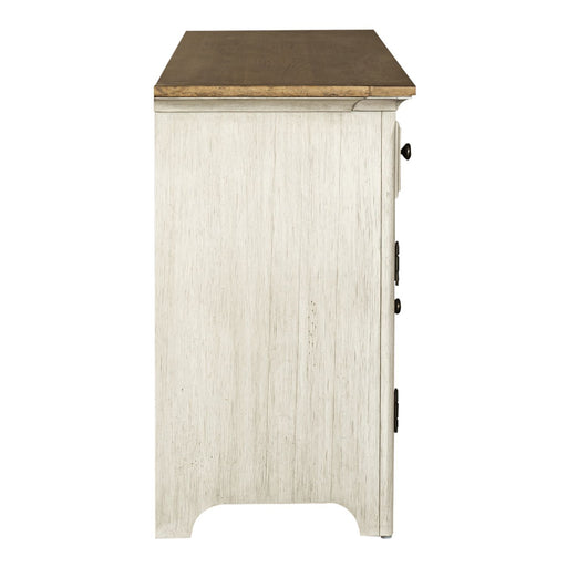 Farmhouse Reimagined - Entertainment 72" TV Stand - Antique White / Chestnut Tops – TV Stands by Liberty Furniture at Furniture Wholesale Plus , Nashville furniture store