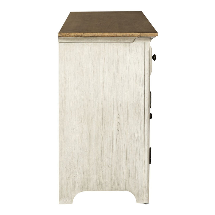 Farmhouse Reimagined - Entertainment 72" TV Stand - Antique White / Chestnut Tops – TV Stands by Liberty Furniture at Furniture Wholesale Plus , Nashville furniture store