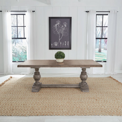 River Place - Trestle Table - Riverstone Gray & Tobacco – Dining Tables by Liberty Furniture at Furniture Wholesale Plus , Nashville furniture store