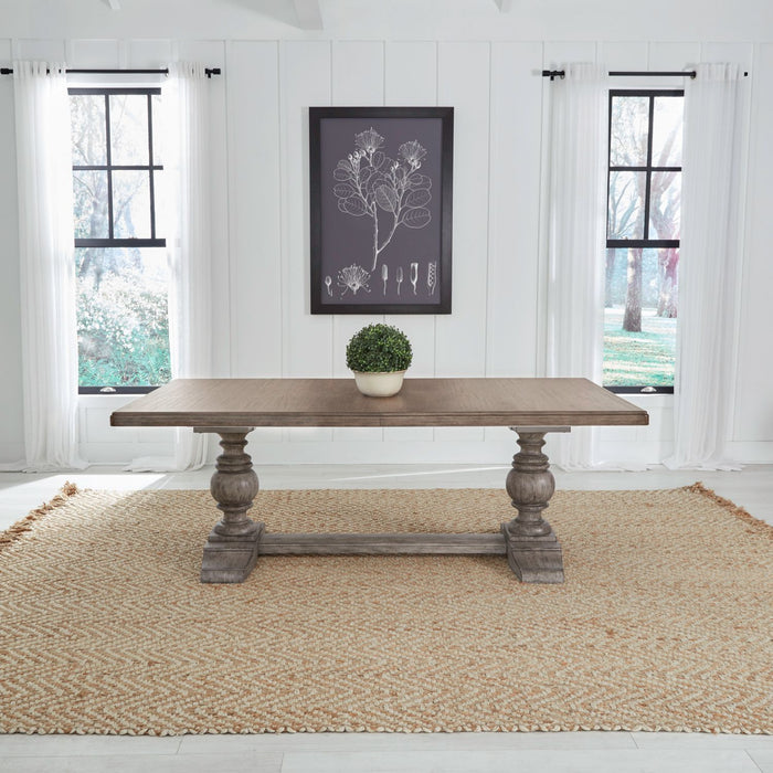 River Place - Trestle Table - Riverstone Gray & Tobacco – Dining Tables by Liberty Furniture at Furniture Wholesale Plus , Nashville furniture store