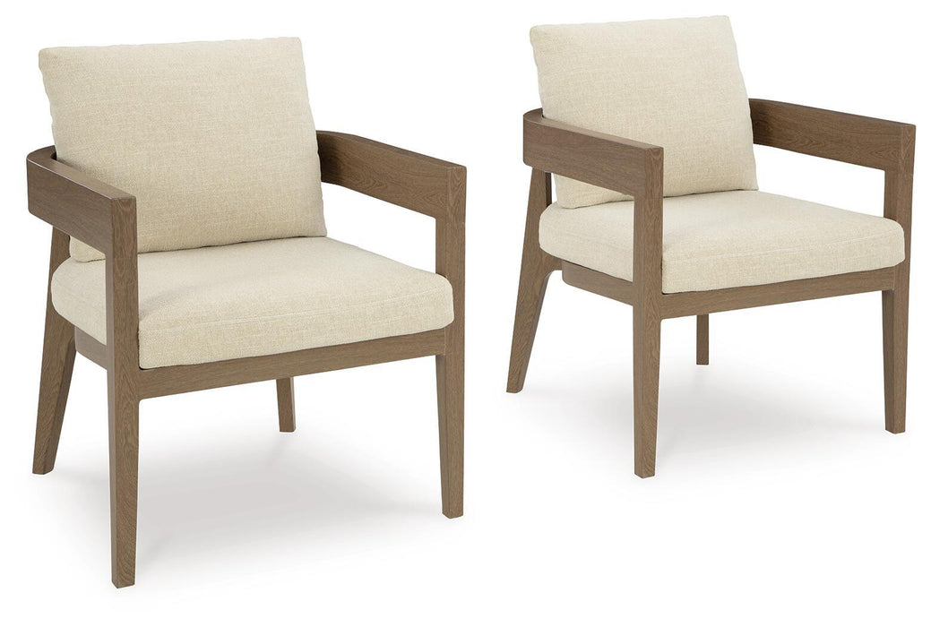 Serene Bay - Arm Chair With Cushion (Set of 2) - Dark Brown / White – Chair Sets by Signature Design by Ashley® at Furniture Wholesale Plus , Nashville furniture store