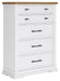 Ashbryn - Five Drawer Chest - White / Natural – Accent Chests by Benchcraft® at Furniture Wholesale Plus , Nashville furniture store