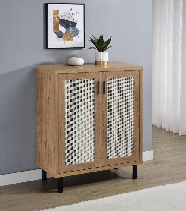 Teller - 2-Door Shoe Storage Cabinet - Natural Oak – Accent Cabinets by Coaster Fine Furniture at Furniture Wholesale Plus , Nashville furniture store