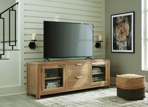 Rencott - Extra Large TV Stand - Light Brown – TV Stands by Signature Design by Ashley® at Furniture Wholesale Plus , Nashville furniture store