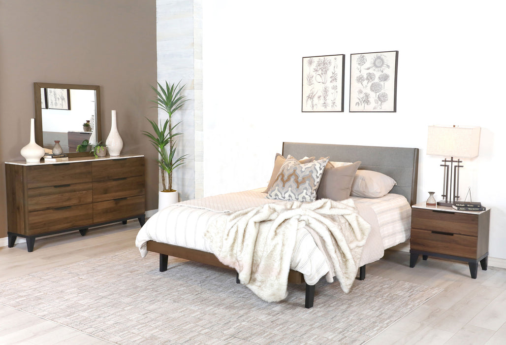 Mays Upholstered Bedroom Set Walnut Brown and Grey - Premium Bedroom Set from Coaster Z2 Standard - Just $950! Shop now at Furniture Wholesale Plus  We are the best furniture store in Nashville, Hendersonville, Goodlettsville, Madison, Antioch, Mount Juliet, Lebanon, Gallatin, Springfield, Murfreesboro, Franklin, Brentwood