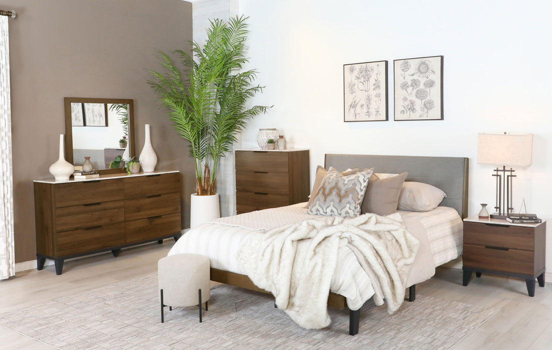 Mays Upholstered Bedroom Set Walnut Brown and Grey - Premium Bedroom Set from Coaster Z2 Standard - Just $950! Shop now at Furniture Wholesale Plus  We are the best furniture store in Nashville, Hendersonville, Goodlettsville, Madison, Antioch, Mount Juliet, Lebanon, Gallatin, Springfield, Murfreesboro, Franklin, Brentwood