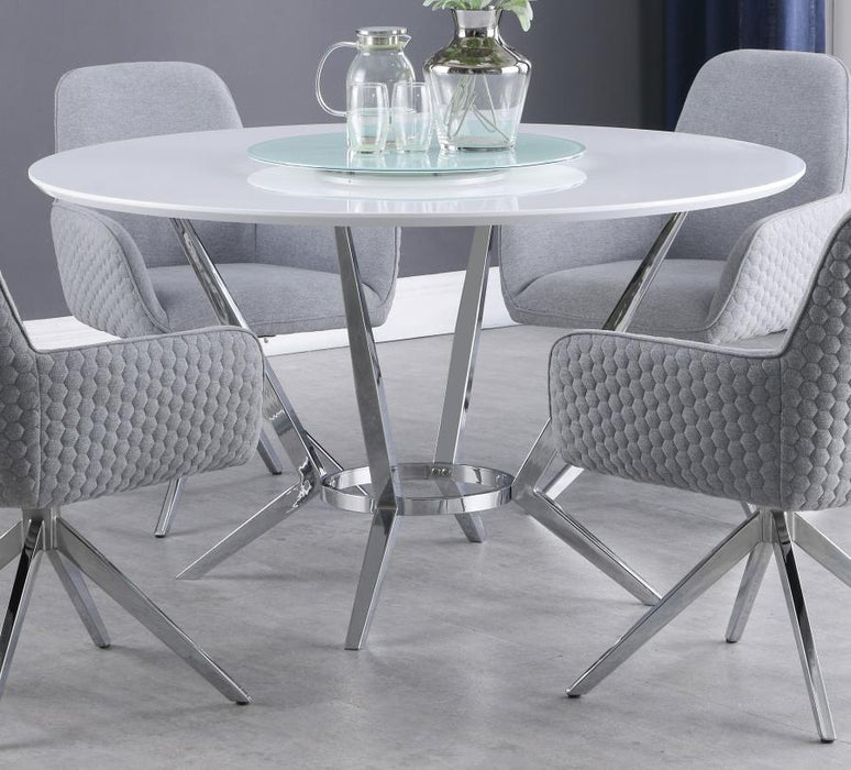Abby - Round Lazy Susan Dining Table - White High Gloss - Premium Dining Tables from CoasterElevations - Just $719! Shop now at Furniture Wholesale Plus  We are the best furniture store in Nashville, Hendersonville, Goodlettsville, Madison, Antioch, Mount Juliet, Lebanon, Gallatin, Springfield, Murfreesboro, Franklin, Brentwood