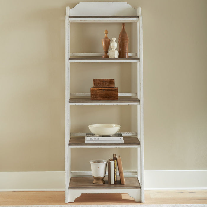 Magnolia Manor - Leaning Pier Bookcase – Etageres by Liberty Furniture at Furniture Wholesale Plus , Nashville furniture store