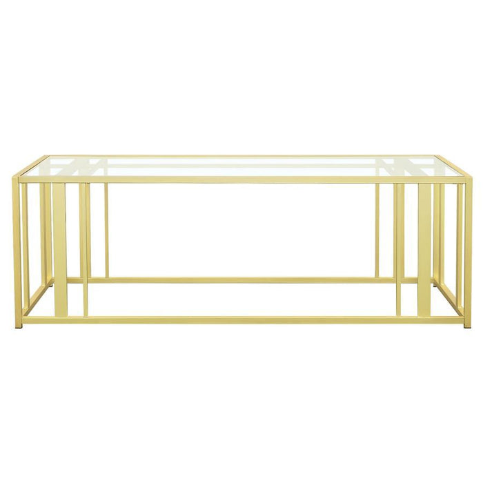 Adri - Rectangular Glass Top Coffee Table – Coffee Tables by CoasterEssence at Furniture Wholesale Plus , Nashville furniture store