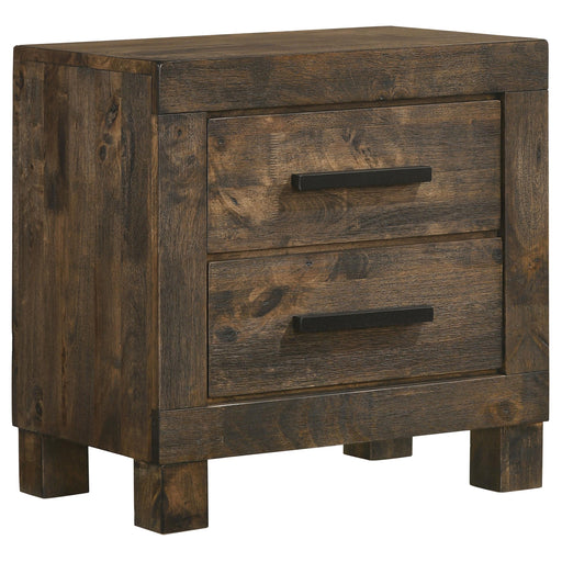 Woodmont 2-drawer Nightstand Rustic Golden Brown - Premium Nightstand from Coaster Z2 Standard - Just $192! Shop now at Furniture Wholesale Plus  We are the best furniture store in Nashville, Hendersonville, Goodlettsville, Madison, Antioch, Mount Juliet, Lebanon, Gallatin, Springfield, Murfreesboro, Franklin, Brentwood