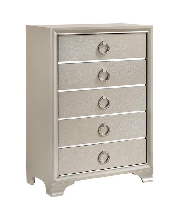 Salford 5-drawer Chest Metallic Sterling - Premium Chest from Coaster Z2 Standard - Just $420! Shop now at Furniture Wholesale Plus  We are the best furniture store in Nashville, Hendersonville, Goodlettsville, Madison, Antioch, Mount Juliet, Lebanon, Gallatin, Springfield, Murfreesboro, Franklin, Brentwood