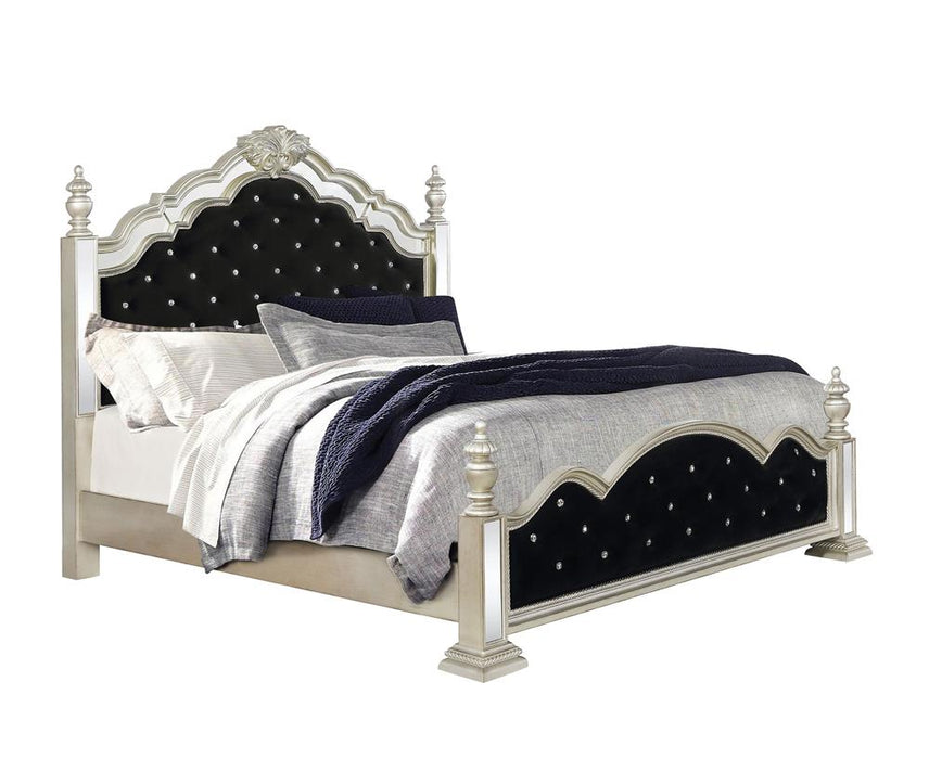 Heidi Queen Upholstered Poster Bed Metallic Platinum - Premium Bed from Coaster Z2 Standard - Just $1038! Shop now at Furniture Wholesale Plus  We are the best furniture store in Nashville, Hendersonville, Goodlettsville, Madison, Antioch, Mount Juliet, Lebanon, Gallatin, Springfield, Murfreesboro, Franklin, Brentwood