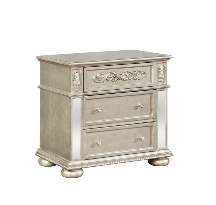 Heidi 3-drawer Nightstand Metallic Platinum - Premium Nightstand from Coaster Z2 Standard - Just $440! Shop now at Furniture Wholesale Plus  We are the best furniture store in Nashville, Hendersonville, Goodlettsville, Madison, Antioch, Mount Juliet, Lebanon, Gallatin, Springfield, Murfreesboro, Franklin, Brentwood