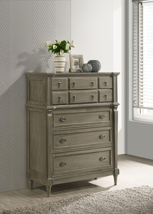 Alderwood 5-drawer Chest French Grey - Premium Chest from Coaster Z2 Standard - Just $980! Shop now at Furniture Wholesale Plus  We are the best furniture store in Nashville, Hendersonville, Goodlettsville, Madison, Antioch, Mount Juliet, Lebanon, Gallatin, Springfield, Murfreesboro, Franklin, Brentwood