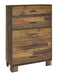 Sidney 5-drawer Chest Rustic Pine - Premium Chest from Coaster Z2 Standard - Just $328! Shop now at Furniture Wholesale Plus  We are the best furniture store in Nashville, Hendersonville, Goodlettsville, Madison, Antioch, Mount Juliet, Lebanon, Gallatin, Springfield, Murfreesboro, Franklin, Brentwood