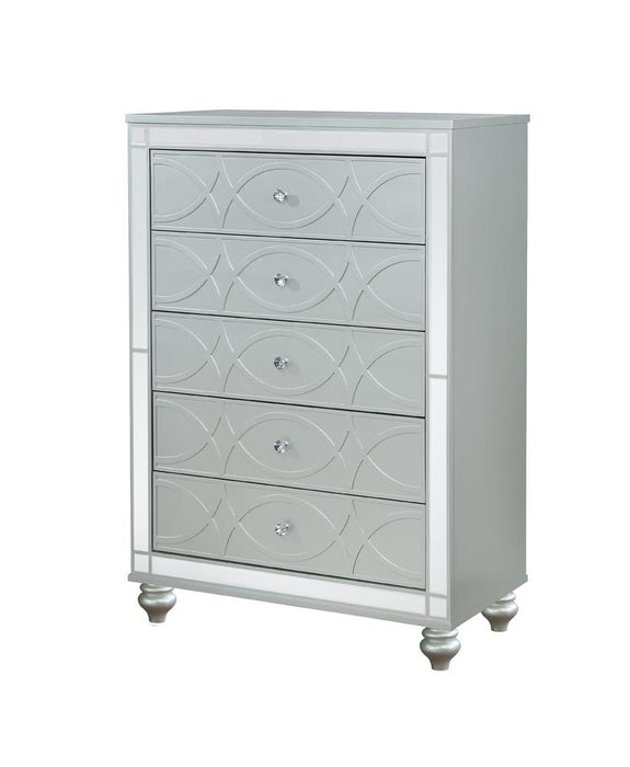 Gunnison 5-drawer Chest Silver Metallic - Premium Chest from Coaster Z2 Standard - Just $560! Shop now at Furniture Wholesale Plus  We are the best furniture store in Nashville, Hendersonville, Goodlettsville, Madison, Antioch, Mount Juliet, Lebanon, Gallatin, Springfield, Murfreesboro, Franklin, Brentwood