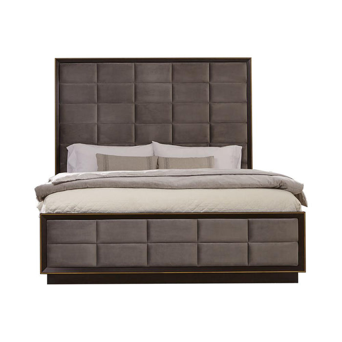 Durango Eastern King Upholstered Bed Smoked Peppercorn and Grey - Premium Bed from Coaster Z2 Standard - Just $1218! Shop now at Furniture Wholesale Plus  We are the best furniture store in Nashville, Hendersonville, Goodlettsville, Madison, Antioch, Mount Juliet, Lebanon, Gallatin, Springfield, Murfreesboro, Franklin, Brentwood