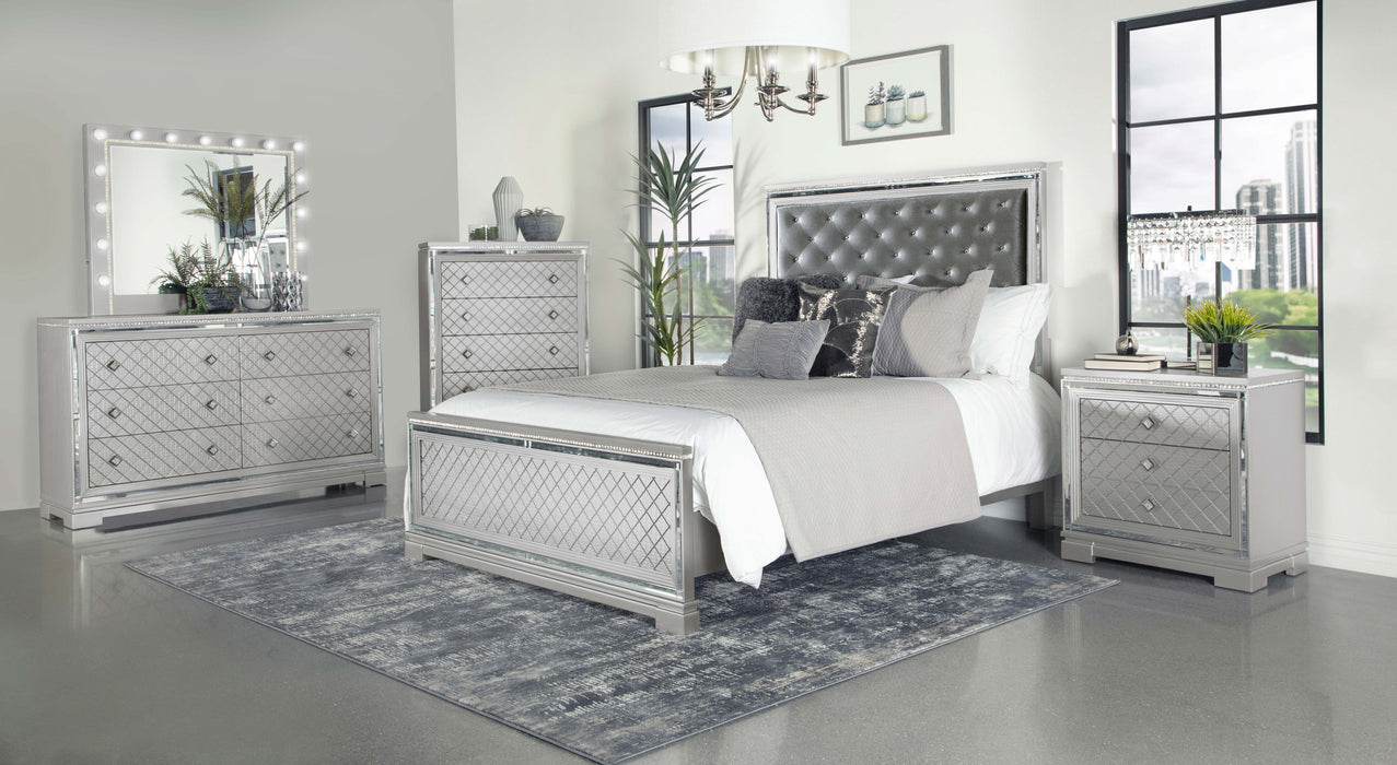 Eleanor Upholstered Tufted Bedroom Set Metallic - Premium Bedroom Set from Coaster Z2 Standard - Just $2058! Shop now at Furniture Wholesale Plus  We are the best furniture store in Nashville, Hendersonville, Goodlettsville, Madison, Antioch, Mount Juliet, Lebanon, Gallatin, Springfield, Murfreesboro, Franklin, Brentwood