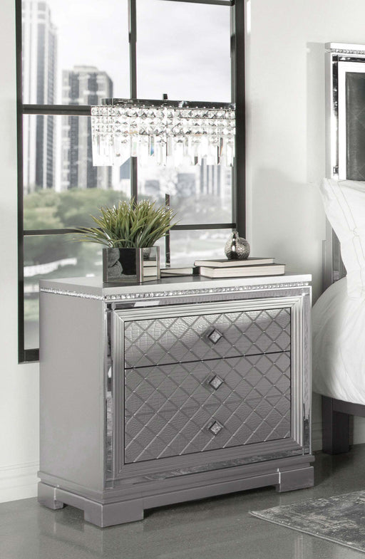 Eleanor Rectangular 2-drawer Nightstand Metallic - Premium Nightstand from Coaster Z2 Standard - Just $324! Shop now at Furniture Wholesale Plus  We are the best furniture store in Nashville, Hendersonville, Goodlettsville, Madison, Antioch, Mount Juliet, Lebanon, Gallatin, Springfield, Murfreesboro, Franklin, Brentwood