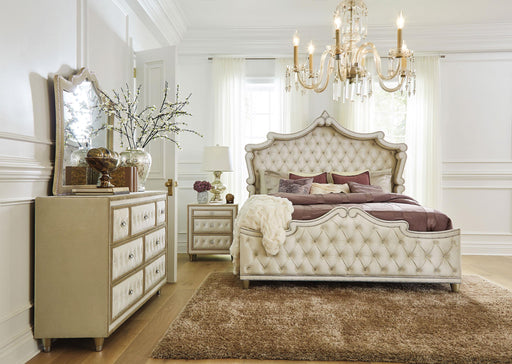 Antonella 4-Piece Eastern King Upholstered Tufted Bedroom Set Ivory and Camel - Premium Bedroom Set from Coaster Z2 Standard - Just $2458! Shop now at Furniture Wholesale Plus  We are the best furniture store in Nashville, Hendersonville, Goodlettsville, Madison, Antioch, Mount Juliet, Lebanon, Gallatin, Springfield, Murfreesboro, Franklin, Brentwood