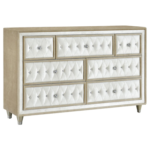 Antonella 7-drawer Upholstered Dresser Ivory and Camel - Premium Dresser from Coaster Z2 Standard - Just $772! Shop now at Furniture Wholesale Plus  We are the best furniture store in Nashville, Hendersonville, Goodlettsville, Madison, Antioch, Mount Juliet, Lebanon, Gallatin, Springfield, Murfreesboro, Franklin, Brentwood