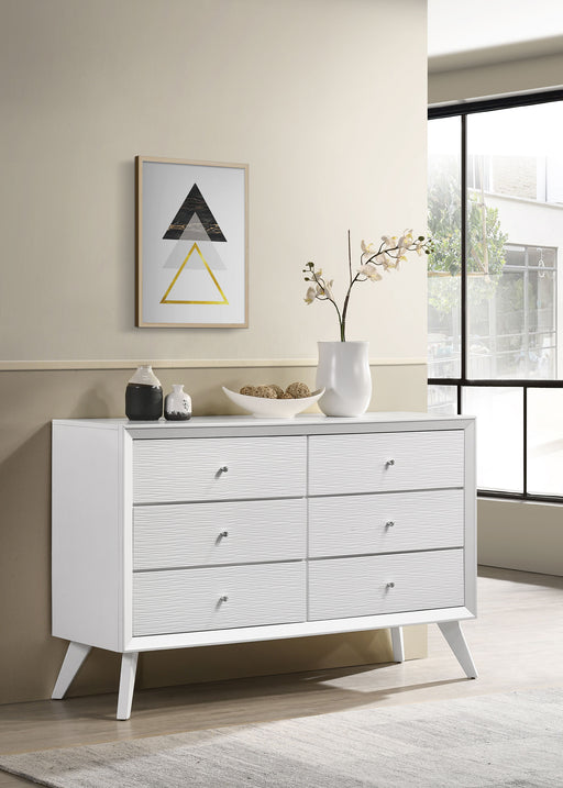 Janelle 6-drawer Dresser White - Premium Dresser from Coaster Z2 Standard - Just $512! Shop now at Furniture Wholesale Plus  We are the best furniture store in Nashville, Hendersonville, Goodlettsville, Madison, Antioch, Mount Juliet, Lebanon, Gallatin, Springfield, Murfreesboro, Franklin, Brentwood