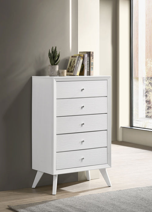 Janelle 5-drawer Chest White - Premium Chest from Coaster Z2 Standard - Just $400! Shop now at Furniture Wholesale Plus  We are the best furniture store in Nashville, Hendersonville, Goodlettsville, Madison, Antioch, Mount Juliet, Lebanon, Gallatin, Springfield, Murfreesboro, Franklin, Brentwood