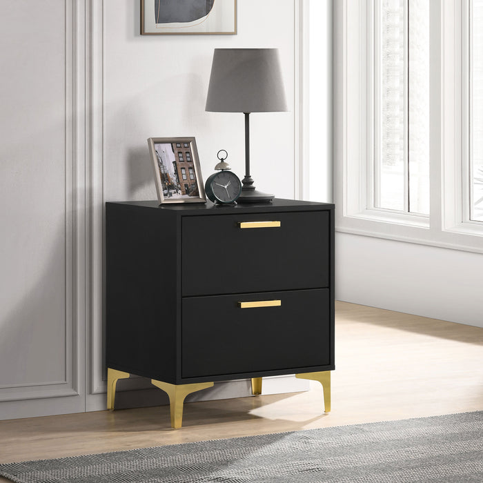 Kendall 2-drawer Nightstand Black and Gold - Premium Nightstand from Coaster Z2 Standard - Just $160! Shop now at Furniture Wholesale Plus  We are the best furniture store in Nashville, Hendersonville, Goodlettsville, Madison, Antioch, Mount Juliet, Lebanon, Gallatin, Springfield, Murfreesboro, Franklin, Brentwood