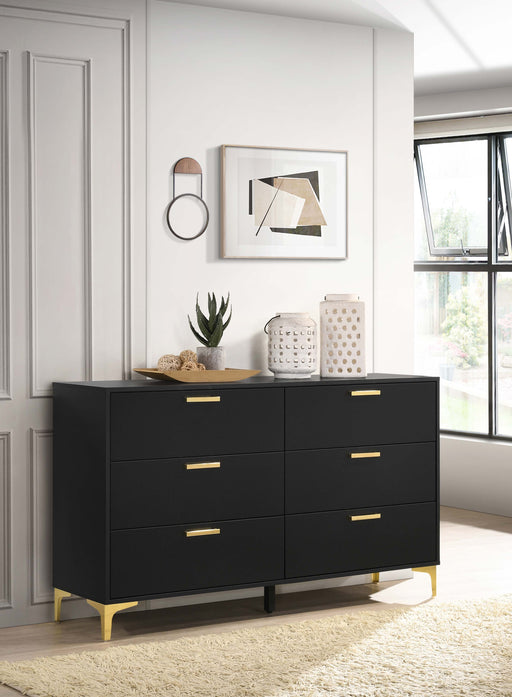 Kendall 6-drawer Dresser Black and Gold - Premium Dresser from Coaster Z2 Standard - Just $432! Shop now at Furniture Wholesale Plus  We are the best furniture store in Nashville, Hendersonville, Goodlettsville, Madison, Antioch, Mount Juliet, Lebanon, Gallatin, Springfield, Murfreesboro, Franklin, Brentwood