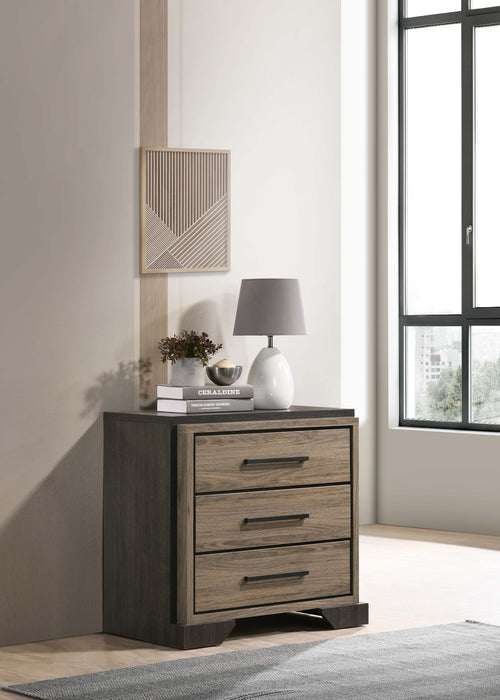 Baker 3-drawer Nightstand Brown and Light Taupe - Premium Nightstand from Coaster Z2 Standard - Just $256! Shop now at Furniture Wholesale Plus  We are the best furniture store in Nashville, Hendersonville, Goodlettsville, Madison, Antioch, Mount Juliet, Lebanon, Gallatin, Springfield, Murfreesboro, Franklin, Brentwood