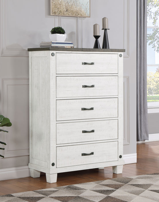 Lilith 5-drawer Chest Distressed Grey and White - Premium Chest from Coaster Z2 Standard - Just $740! Shop now at Furniture Wholesale Plus  We are the best furniture store in Nashville, Hendersonville, Goodlettsville, Madison, Antioch, Mount Juliet, Lebanon, Gallatin, Springfield, Murfreesboro, Franklin, Brentwood