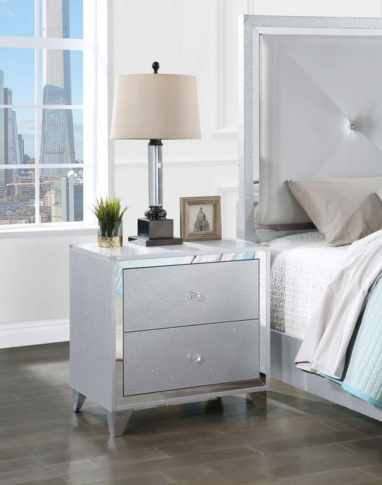 Larue 2-drawer Nightstand with USB Port Silver - Premium Nightstand from Coaster Z2 Standard - Just $284! Shop now at Furniture Wholesale Plus  We are the best furniture store in Nashville, Hendersonville, Goodlettsville, Madison, Antioch, Mount Juliet, Lebanon, Gallatin, Springfield, Murfreesboro, Franklin, Brentwood