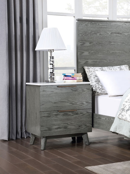 Nathan 2-drawer Nightstand with USB Port White Marble and Grey - Premium Nightstand from Coaster Z2 Standard - Just $412! Shop now at Furniture Wholesale Plus  We are the best furniture store in Nashville, Hendersonville, Goodlettsville, Madison, Antioch, Mount Juliet, Lebanon, Gallatin, Springfield, Murfreesboro, Franklin, Brentwood