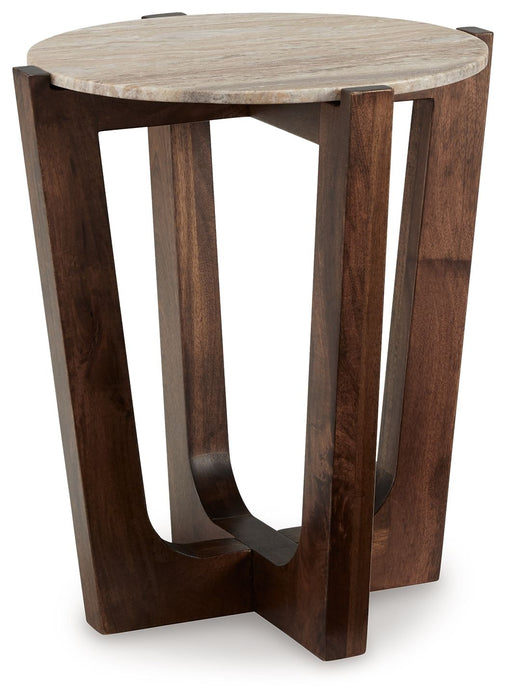 Tanidore - Round End Table - Warm Brown – End Tables by Signature Design by Ashley® at Furniture Wholesale Plus , Nashville furniture store