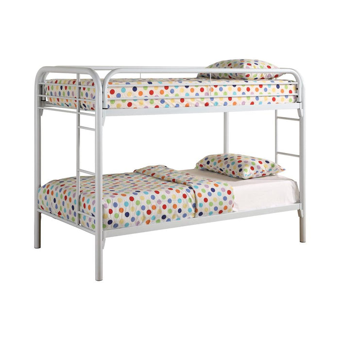 Morgan Twin Over Twin Bunk Bed White - Premium Bunk Bed from Coaster Z2 Standard - Just $378! Shop now at Furniture Wholesale Plus  We are the best furniture store in Nashville, Hendersonville, Goodlettsville, Madison, Antioch, Mount Juliet, Lebanon, Gallatin, Springfield, Murfreesboro, Franklin, Brentwood