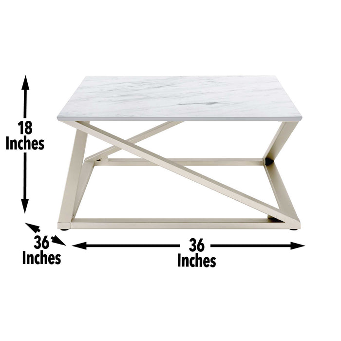 Zurich - Faux White Marble Top Coffee Table - White – Coffee Tables by Steve Silver Furniture at Furniture Wholesale Plus , Nashville furniture store
