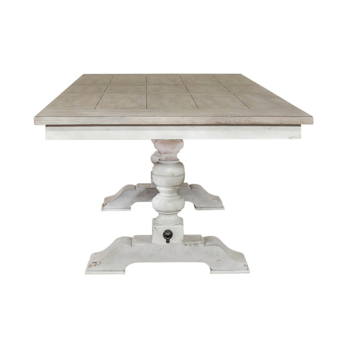 Whitney - Trestle Table - Antique Linen / Weathered Gray – Dining Tables by Liberty Furniture at Furniture Wholesale Plus , Nashville furniture store