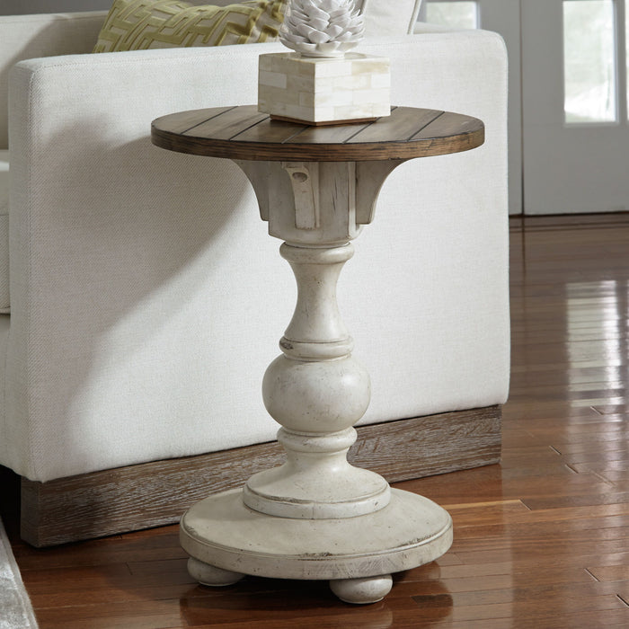 Morgan Creek - Chair Side Table - Antique White / Wirebrushed Tobacco Accents – Chair Side Tables by Liberty Furniture at Furniture Wholesale Plus , Nashville furniture store