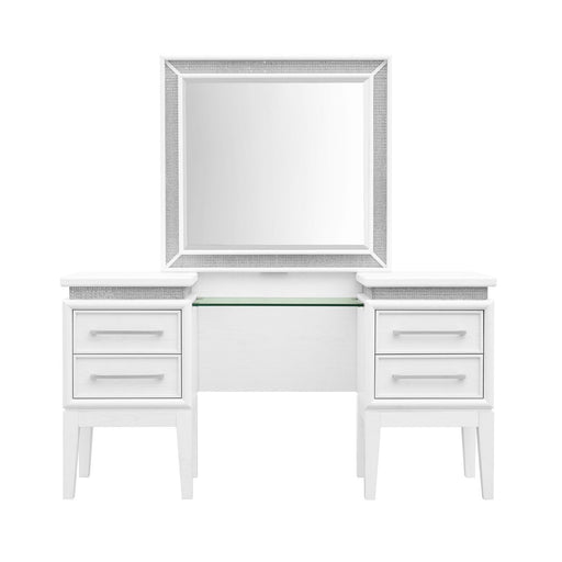 Reflections - Vanity Desk - Pearl White & Rhinestone – Vanity Desks by Liberty Furniture at Furniture Wholesale Plus , Nashville furniture store
