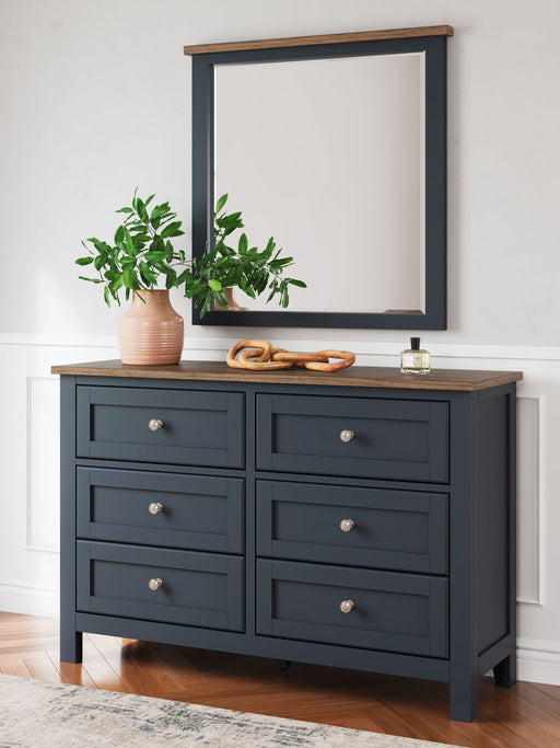 Landocken - Dresser and Mirror - Brown / Blue – Dresser & Mirror by Signature Design by Ashley® at Furniture Wholesale Plus , Nashville furniture store