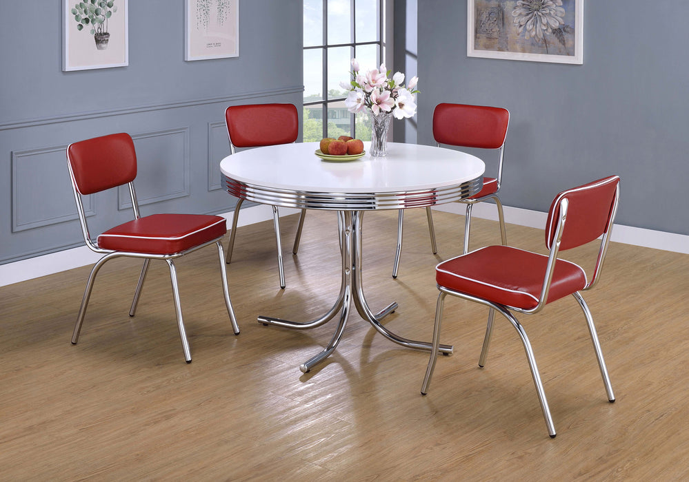 Retro 5-piece Round Dining Set - Premium Dining Room Set from Coaster Z2 Standard - Just $650! Shop now at Furniture Wholesale Plus  We are the best furniture store in Nashville, Hendersonville, Goodlettsville, Madison, Antioch, Mount Juliet, Lebanon, Gallatin, Springfield, Murfreesboro, Franklin, Brentwood