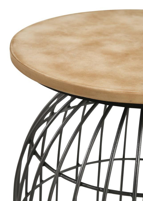 Bernardo - Round Wire Frame Side Table - Natural And Gunmetal – Side Tables by CoasterEssence at Furniture Wholesale Plus , Nashville furniture store