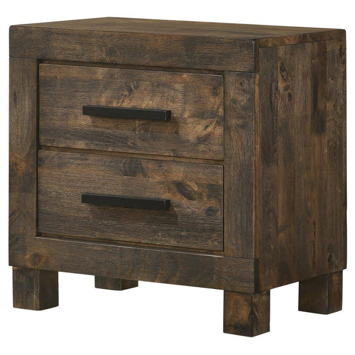 Woodmont - 2-Drawer Nightstand - Rustic Golden Brown – Accent Nightstands by CoasterEveryday at Furniture Wholesale Plus , Nashville furniture store