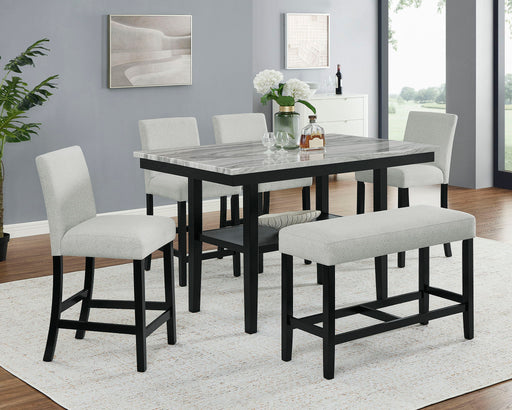 Marbel - Faux Marble Counter Height Set – 6 Piece Dining Room Sets by Crown Mark at Furniture Wholesale Plus , Nashville furniture store