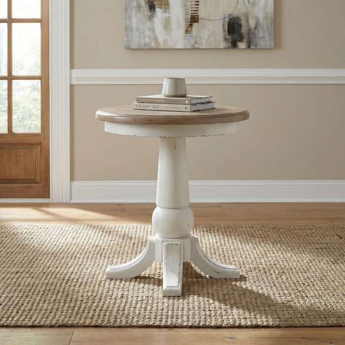Turnberry Park - Round End Table - Washed White – End Tables by Liberty Furniture at Furniture Wholesale Plus , Nashville furniture store