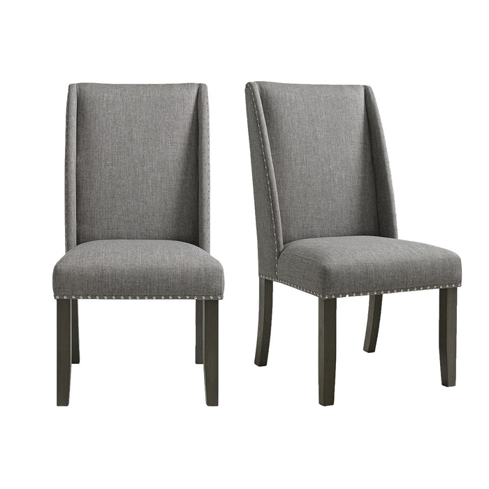 Everdeen - Side Chair With Gray Fabric and Nail Heads (Set of 2) - Charcoal – Chair Sets by Elements International at Furniture Wholesale Plus , Nashville furniture store