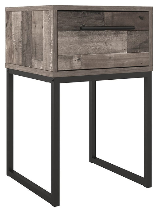 Neilsville - Black / Gray - One Drawer Night Stand - Premium Accent Nightstands from Signature Design by Ashley® - Just $108! Shop now at Furniture Wholesale Plus  We are the best furniture store in Nashville, Hendersonville, Goodlettsville, Madison, Antioch, Mount Juliet, Lebanon, Gallatin, Springfield, Murfreesboro, Franklin, Brentwood