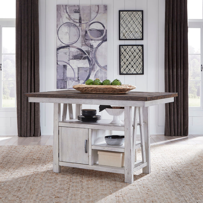 Farmhouse - Gathering Table - Two Tone White / Wood Tone – Counter Tables by Liberty Furniture at Furniture Wholesale Plus , Nashville furniture store