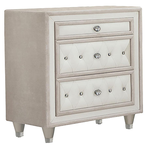 Antonella - Upholstered 3-Drawer Nightstand - Premium Accent Nightstands from CoasterElevations - Just $379! Shop now at Furniture Wholesale Plus  We are the best furniture store in Nashville, Hendersonville, Goodlettsville, Madison, Antioch, Mount Juliet, Lebanon, Gallatin, Springfield, Murfreesboro, Franklin, Brentwood