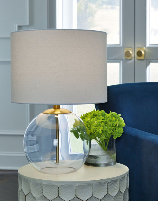 Samder - White - Glass Table Lamp - Premium Table Lamps from Signature Design by Ashley® - Just $88! Shop now at Furniture Wholesale Plus  We are the best furniture store in Nashville, Hendersonville, Goodlettsville, Madison, Antioch, Mount Juliet, Lebanon, Gallatin, Springfield, Murfreesboro, Franklin, Brentwood